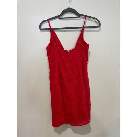 House Of Harlow X Revolve Sharon Sleeveless V-Neck Mini Dress Red Metallic XS - Picture 5 of 5